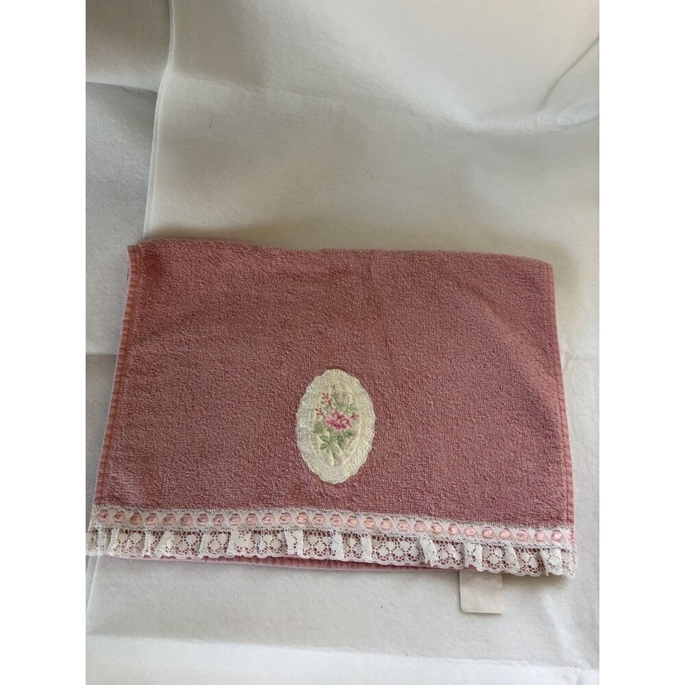 Vintage Cannon USA Bathroom Towels (5) Pink Embroidered